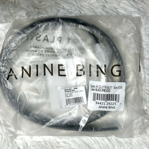 Anine Bing Nicola Belt Embossed in Black and Gold XS/S (NWT) - Picture 6 of 9